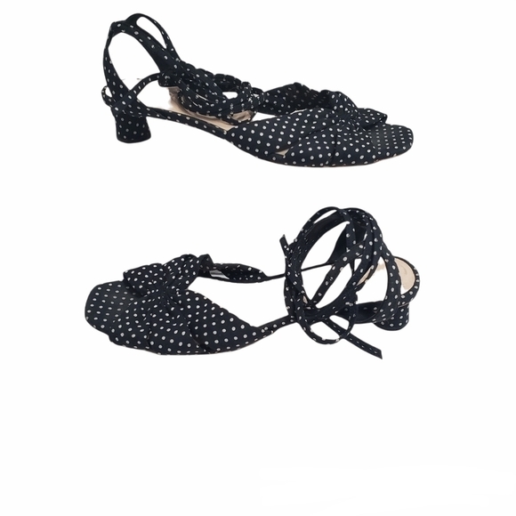 Loeffler Randall Leia Polka Dot Ankle Wrap Low Heel Sandals Size 8.5 B - Picture 13 of 13